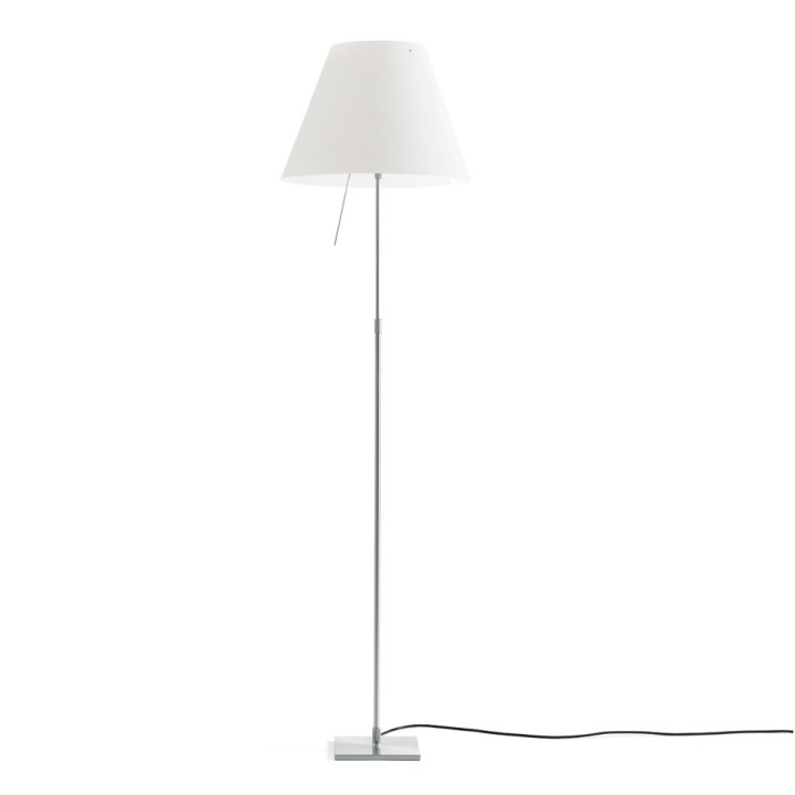 Costanza teleskopowa - Luceplan - lampa podłogowa – kolor Aluminium (nr kat. LP-D13T-TELESCOPIC-ALU-WHITE-ON)