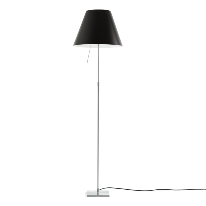 Costanza teleskopowa - Luceplan - lampa podłogowa – kolor Aluminium (nr kat. LP-D13T-TELESCOPIC-ALU-BLACK-ON)