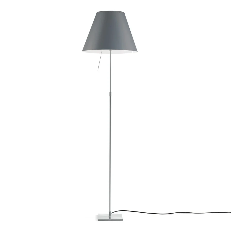 Costanza teleskopowa - Luceplan - lampa podłogowa – kolor Aluminium (nr kat. LP-D13T-TELESCOPIC-ALU-CONCRE-ON)