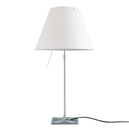 Costanza teleskopowa - Luceplan - lampa stołowa – kolor Aluminium (nr kat. LP-D13-TELESCOPIC-ALU-WHITE-ON-O)