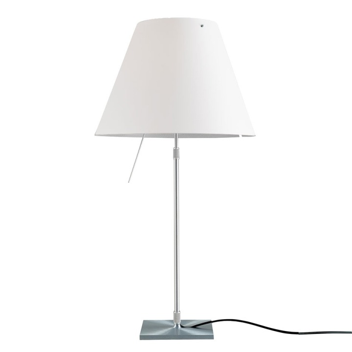 Costanza teleskopowa - Luceplan - lampa stołowa – kolor Aluminium (nr kat. LP-D13-TELESCOPIC-ALU-WHITE-ON-O)