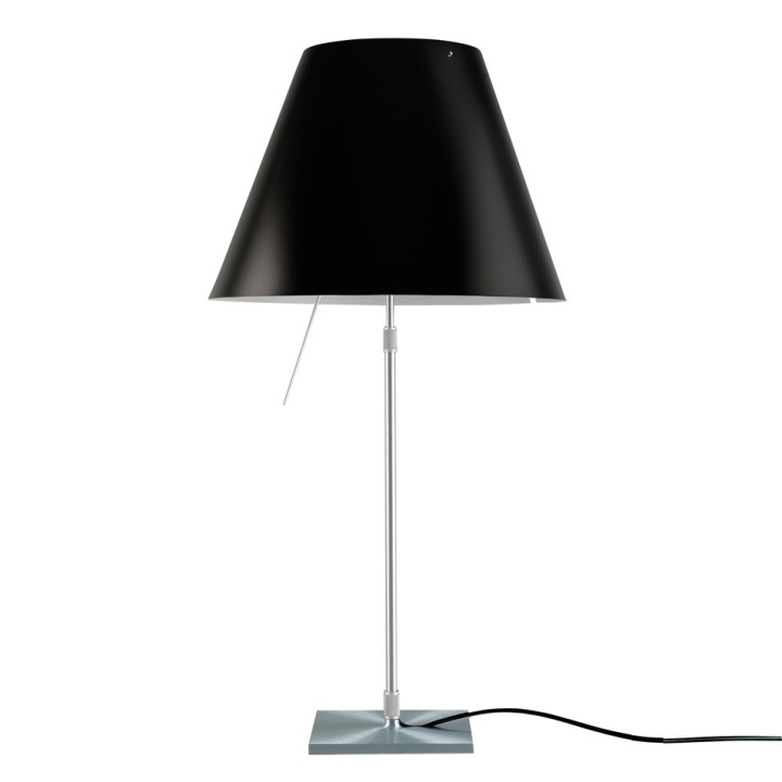Costanza teleskopowa - Luceplan - lampa stołowa – kolor Aluminium (nr kat. LP-D13-TELESCOPIC-ALU-BLACK-ON-O)