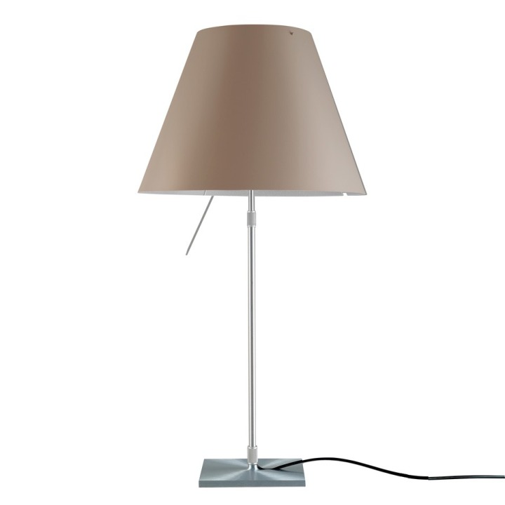 Costanza teleskopowa - Luceplan - lampa stołowa – kolor Aluminium (nr kat. LP-D13-TELESCOPIC-ALU-SHADED-ON)
