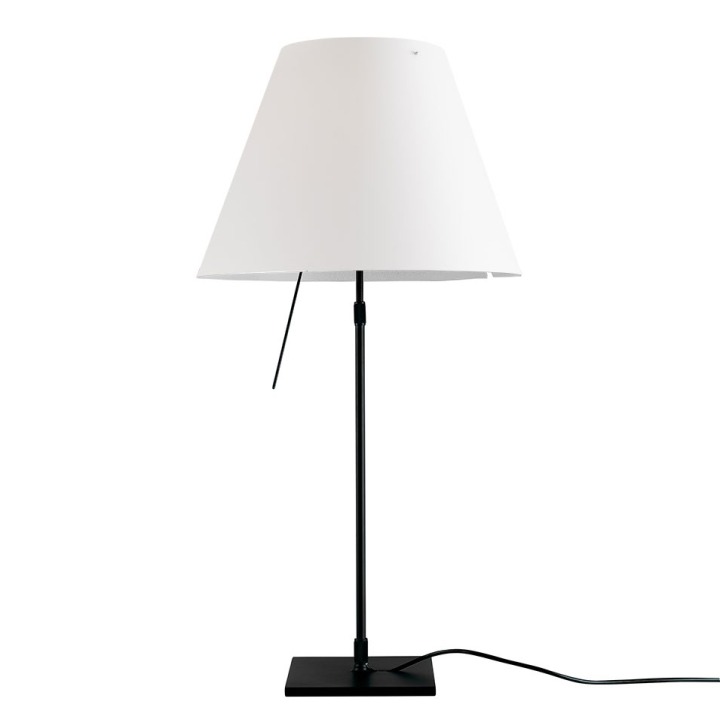 Costanza teleskopowa - Luceplan - lampa stołowa – kolor Czarny (nr kat. LP-D13-TELESCOPIC-BLACK-WHITE-ON)