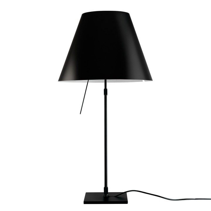 Costanza teleskopowa - Luceplan - lampa stołowa – kolor Czarny (nr kat. LP-D13-TELESCOPIC-BLACK-BLACK-ON)