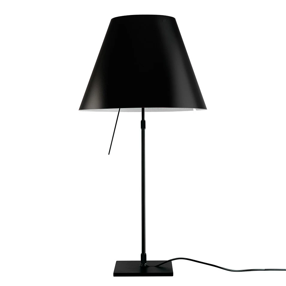 Costanza teleskopowa - Luceplan - lampa stołowa – kolor Czarny (nr kat. LP-D13-TELESCOPIC-BLACK-BLACK-ON)