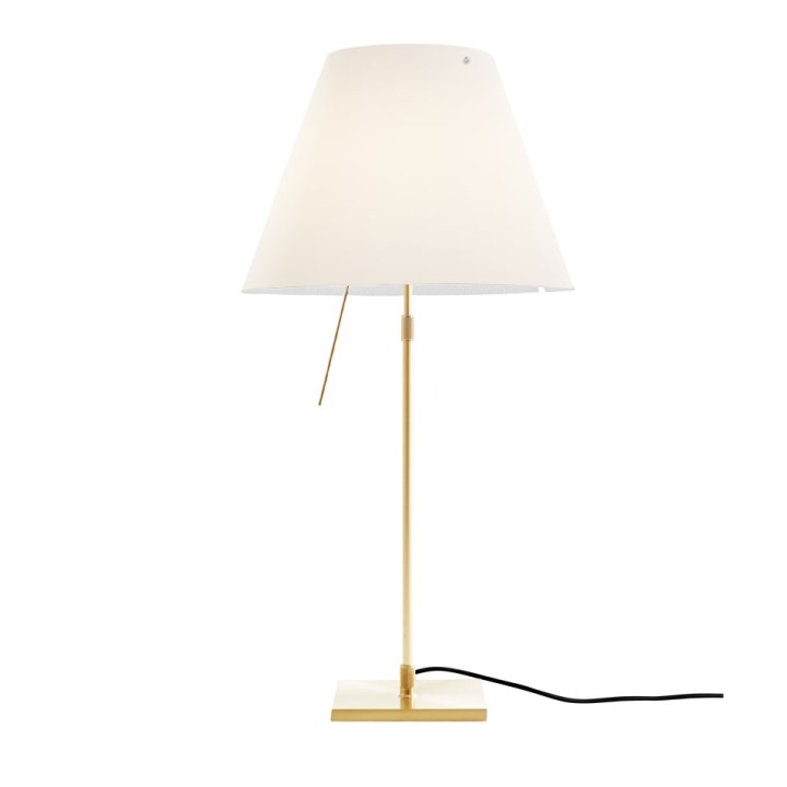 Costanza teleskopowa - Luceplan - lampa stołowa – kolor Mosiądz (nr kat. LP-D13-TELESCOPIC-BRASS-WHITE-ON)