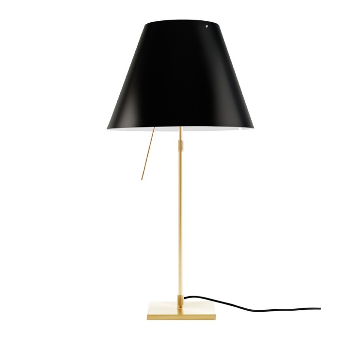 Costanza teleskopowa - Luceplan - lampa stołowa – kolor Mosiądz (nr kat. LP-D13-TELESCOPIC-BRASS-BLACK-ON)
