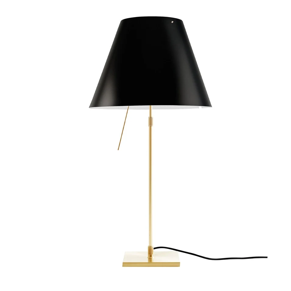 Costanza teleskopowa - Luceplan - lampa stołowa – kolor Mosiądz (nr kat. LP-D13-TELESCOPIC-BRASS-BLACK-ON)