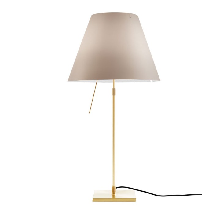 Costanza teleskopowa - Luceplan - lampa stołowa – kolor Mosiądz (nr kat. LP-D13-TELESCOPIC-BRASS-SHADED-O)