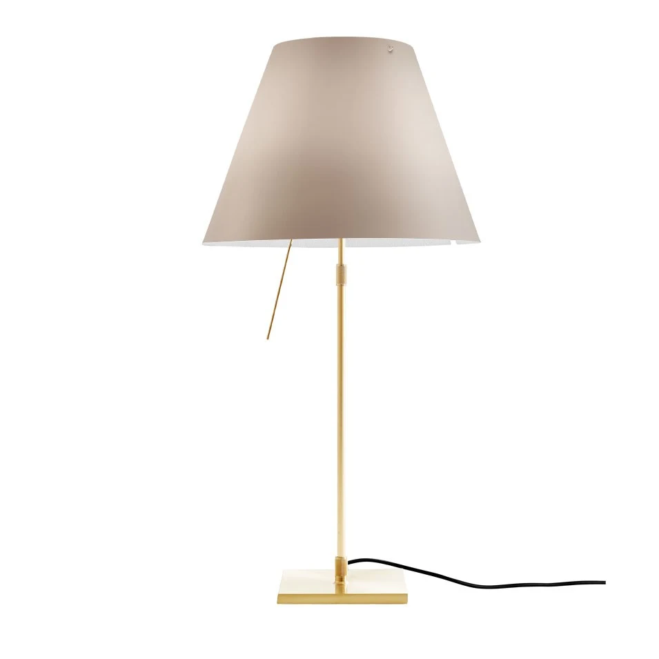 Costanza teleskopowa - Luceplan - lampa stołowa – kolor Mosiądz (nr kat. LP-D13-TELESCOPIC-BRASS-SHADED-O)