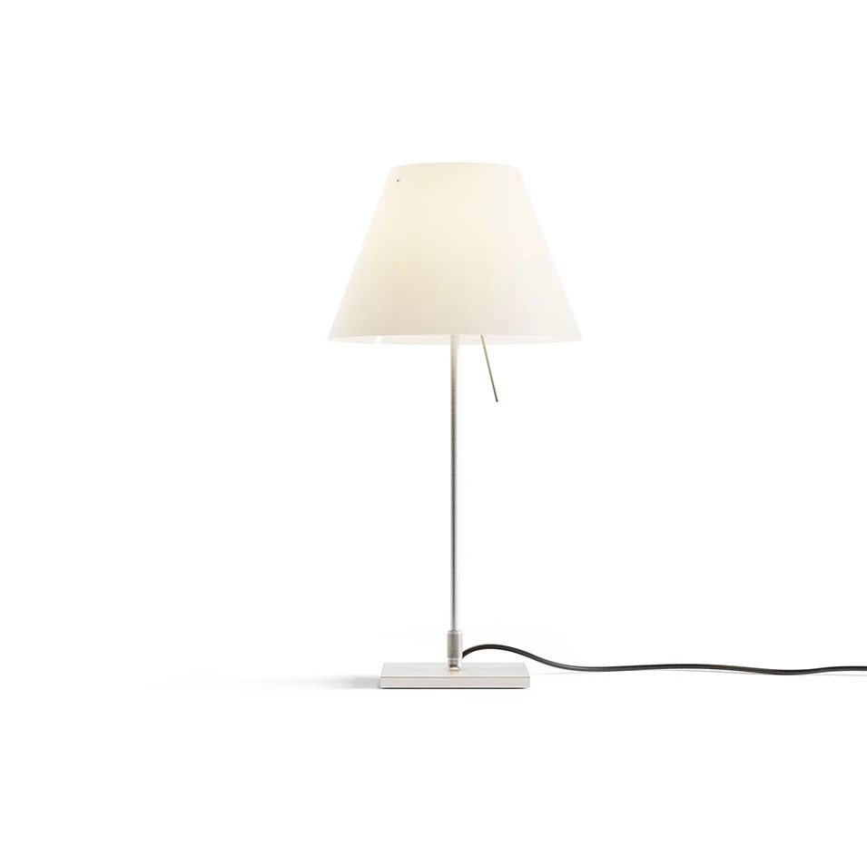 Costanzina z podstawą - Luceplan - lampa stołowa – kolor Aluminium (nr kat. 1D13=NPLC020)