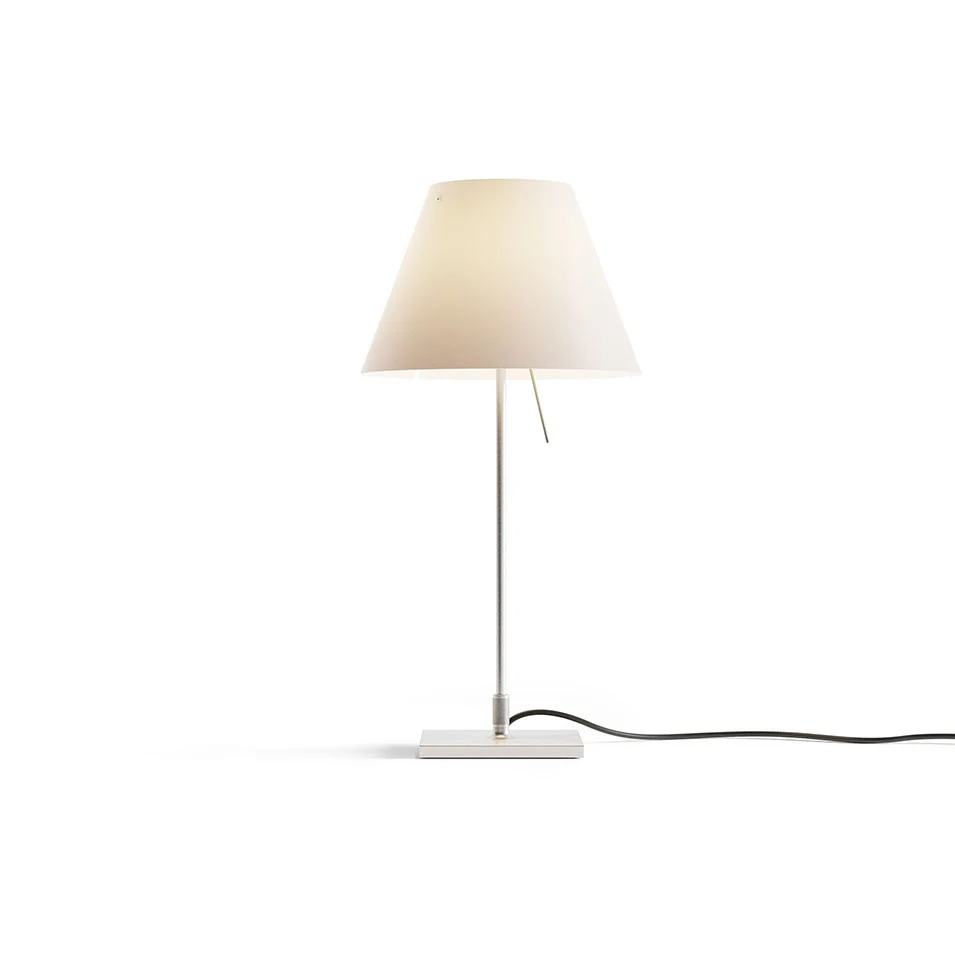 Costanzina z podstawą - Luceplan - lampa stołowa – kolor Aluminium (nr kat. LP-D13PI-WITH-BASE-ALU-MISTIC)