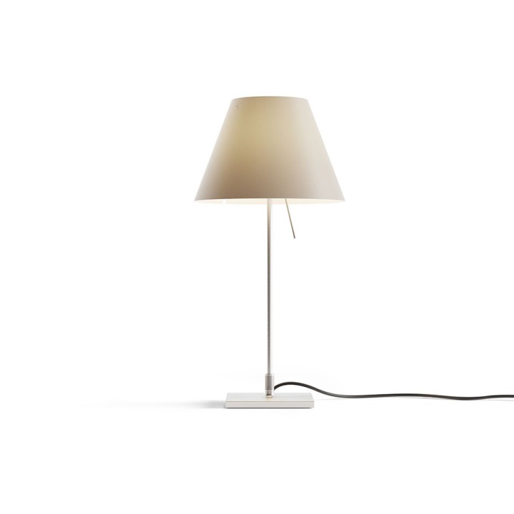 Costanzina z podstawą - Luceplan - lampa stołowa – kolor Aluminium (nr kat. LP-D13PI-WITH-BASE-ALU-SHADED)