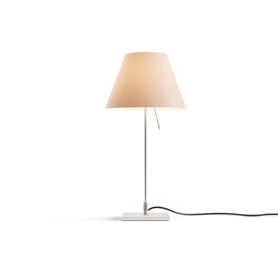 Costanzina z podstawą - Luceplan - lampa stołowa – kolor Aluminium (nr kat. LP-D13PI-WITH-BASE-ALU-SOFT-S)