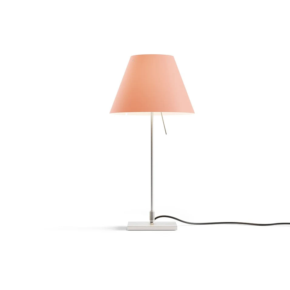 Costanzina z podstawą - Luceplan - lampa stołowa – kolor Aluminium (nr kat. LP-D13PI-WITH-BASE-ALU-EDGY-P)