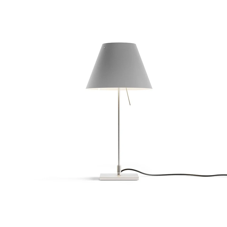 Costanzina z podstawą - Luceplan - lampa stołowa – kolor Aluminium (nr kat. LP-D13PI-WITH-BASE-ALU-CONCRE)