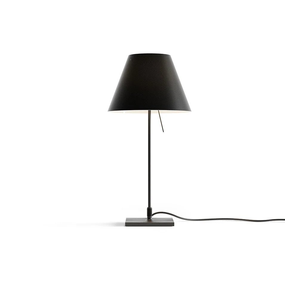 Costanzina z podstawą - Luceplan - lampa stołowa – kolor Czarny (nr kat. LP-D13PI-WITH-BASE-BLACK-BLACK)