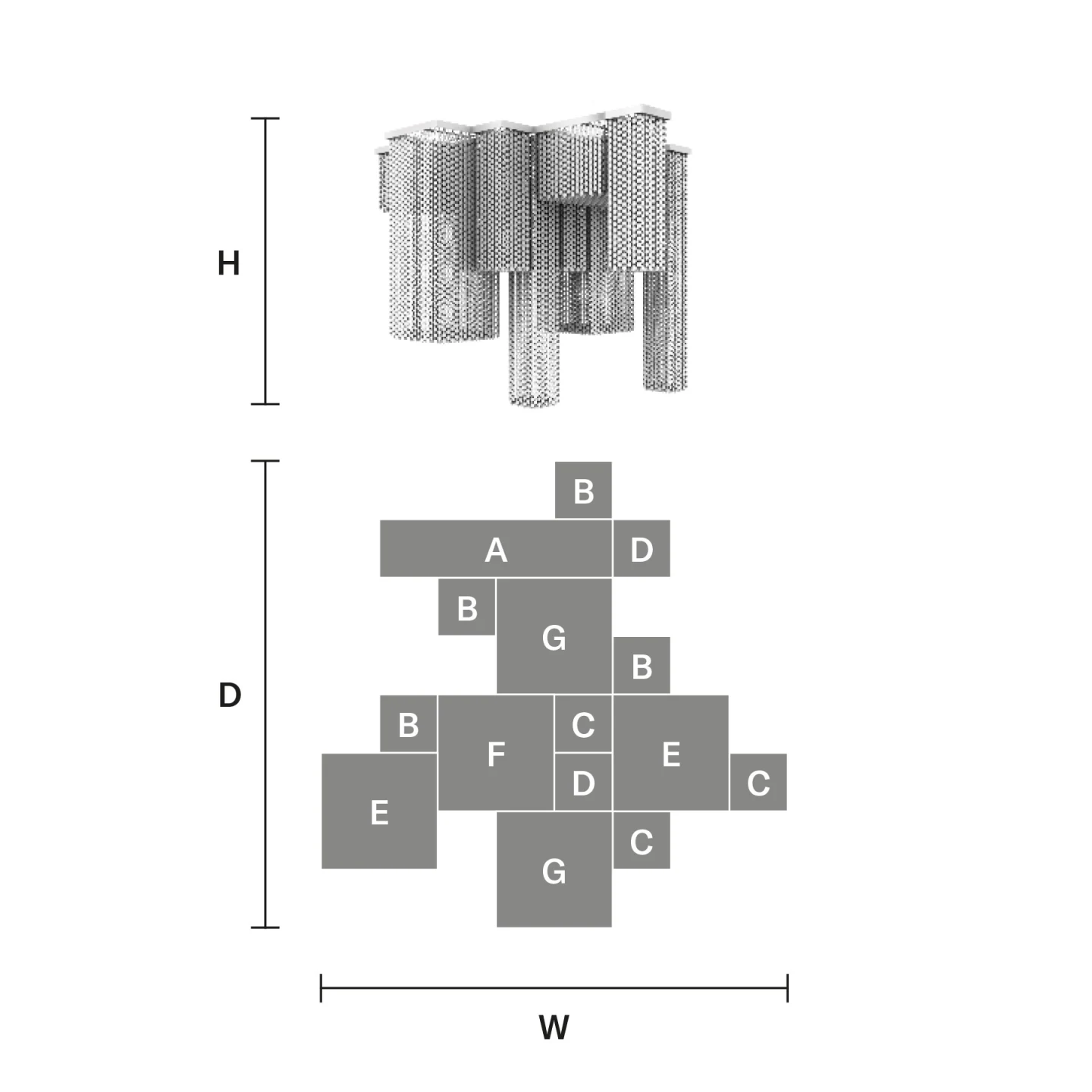 CUBO COMBO PL 100 SQ - Masiero - plafon – zdjęcie 2