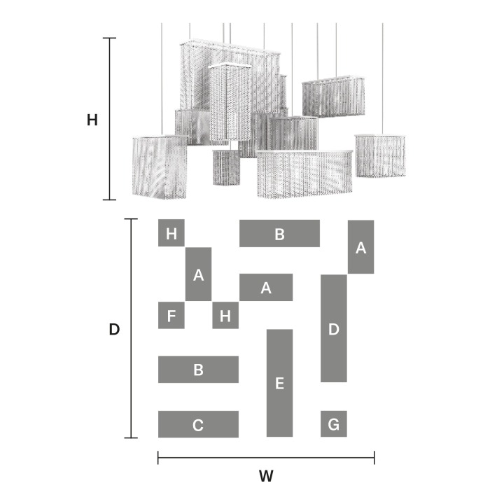 CUBO COMBO S12 200 SQ - Masiero - żyrandol – zdjęcie 2