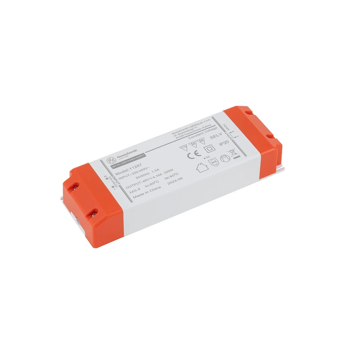 Zasilacz zewnętrzny 48V, 200W do 1-obwodowych szynoprzewodów niskonapięciowych - Nowodvorski