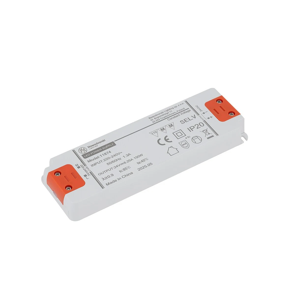 Zasilacz zewnętrzny 24V DC, 150W do 1-obwodowych szynoprzewodów niskonapięciowych NANO-LVM - Nowodvorski