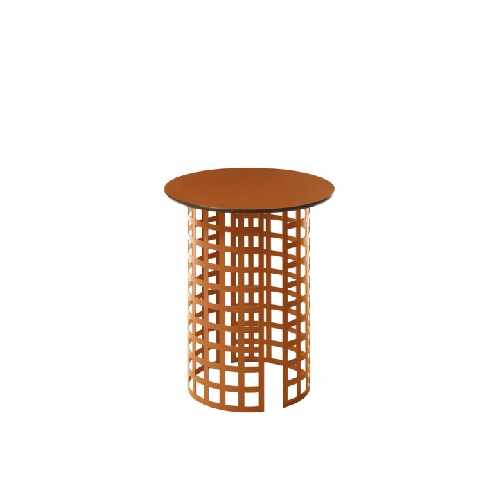 Mara Low Table Round top dark brown profile - Slide - stolik – kolor Saddle Leather (nr kat. SD MTD054S + SD MTD053S)