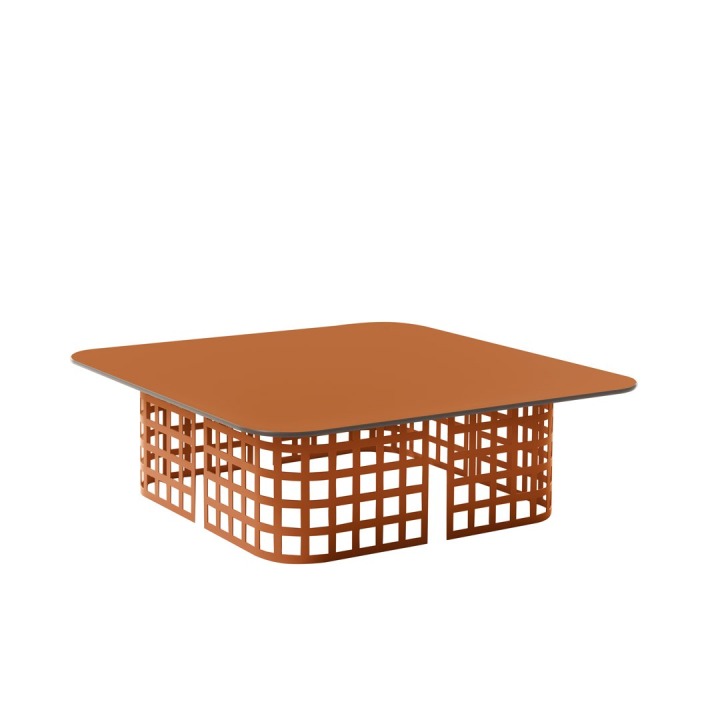 Mara Low Table Square top dark brown profile - Slide - stolik – kolor Saddle Leather (nr kat. SD MTS029S + SD MTS028S)