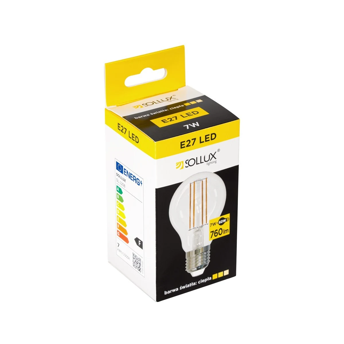 LED E27 3000K 7W 760lm - Sollux Lighting - żarówka – zdjęcie 2