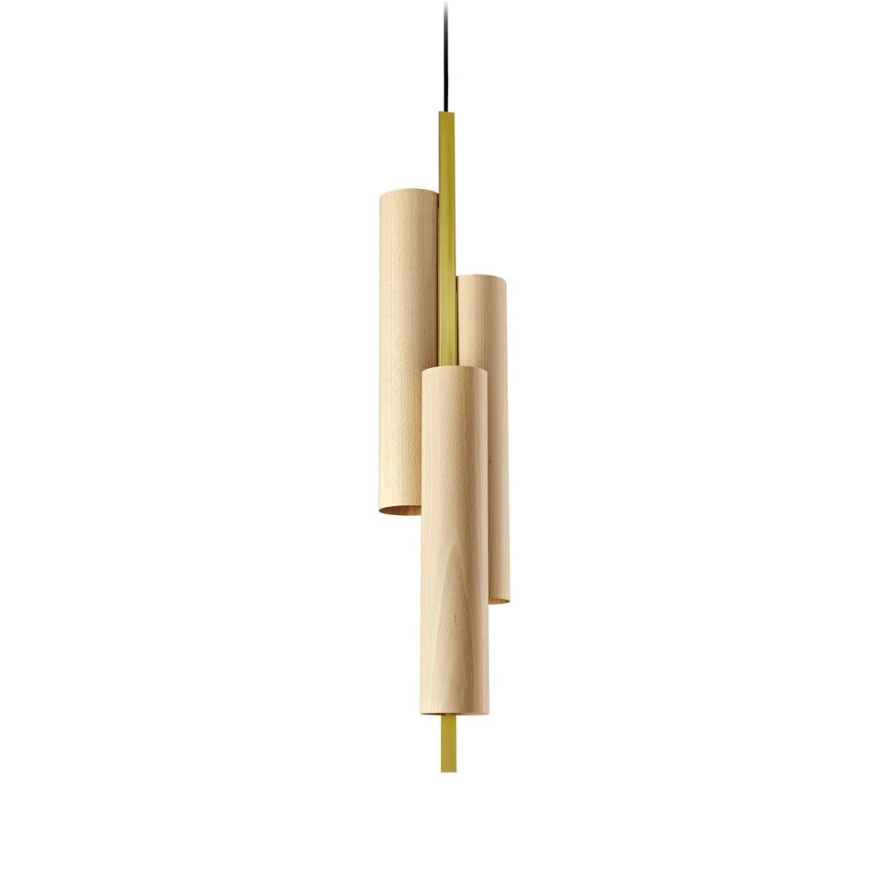 Black Note Triplet - LZF - lampa wisząca – kolor Buk naturalny (nr kat. BKNT TR S GD LED DIMTRIAC 22)
