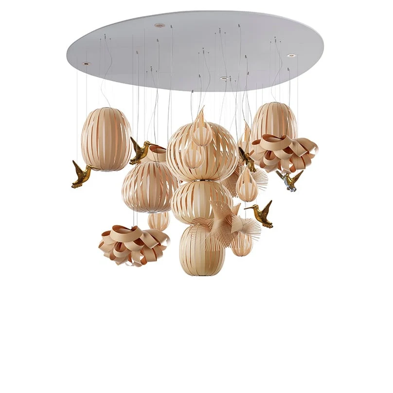 Candelabro - LZF - lampa wisząca – kolor Buk naturalny (nr kat. CLBO 15 TOT3 LED DIM GB 22)