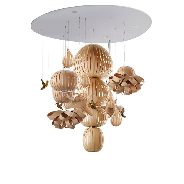 Candelabro - LZF - lampa wisząca – kolor Buk naturalny (nr kat. CLBO 15 TOT4 LED DIM GB 22)